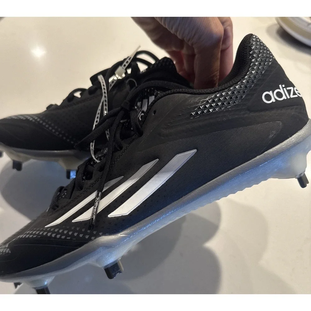 Adidas Adizero Football Cleats Mens Size 8 Black White Lace Up